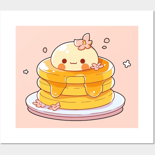 Cute Chibi Butter On Pancakes with Syrup Anime Art Wall Art by Chibidorable